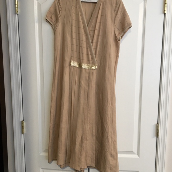 Beige Women’s Medi Dress Pleated Design made in Italy - Picture 6 of 10